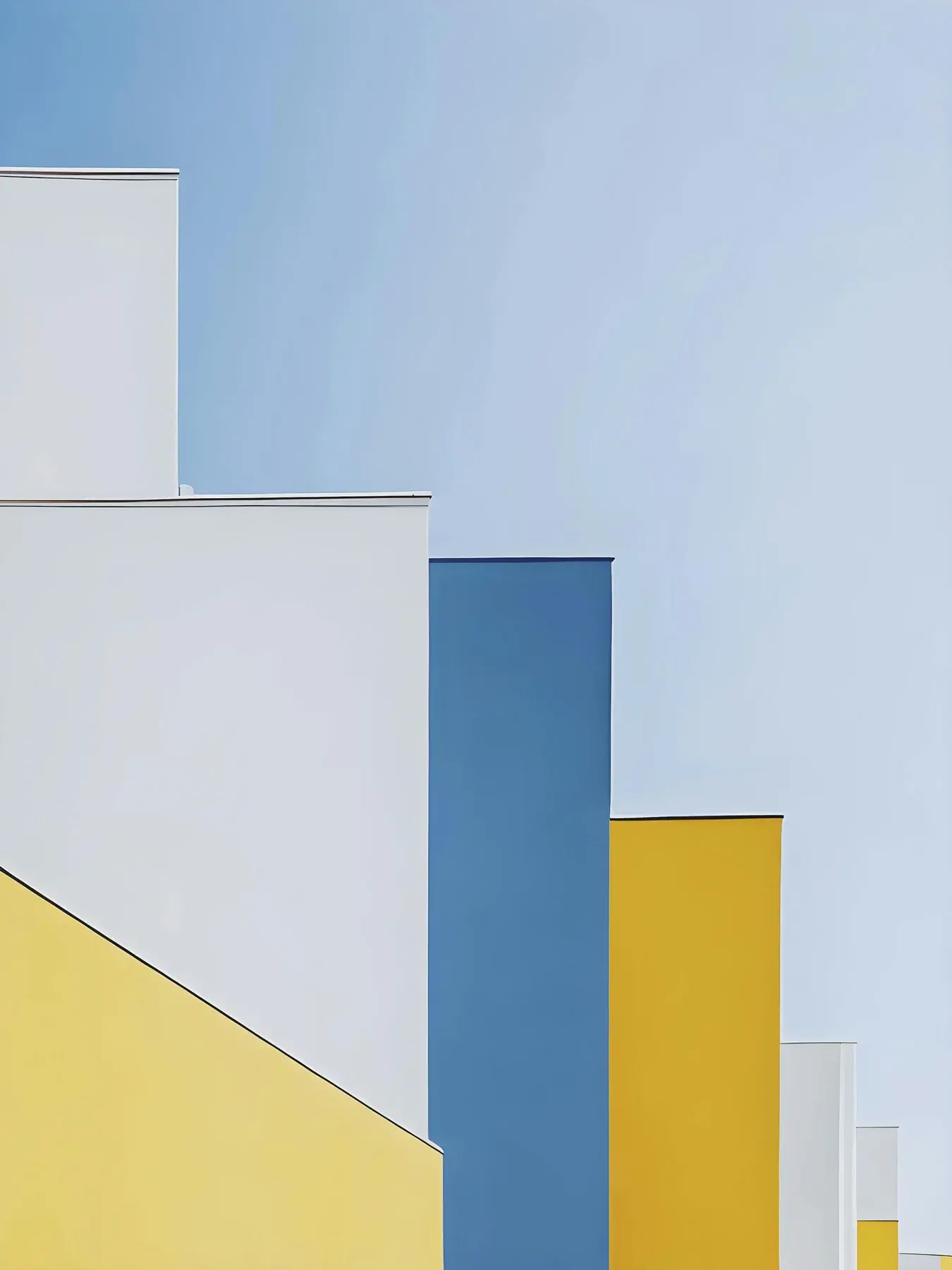 Blue and white Bauhaus architecture