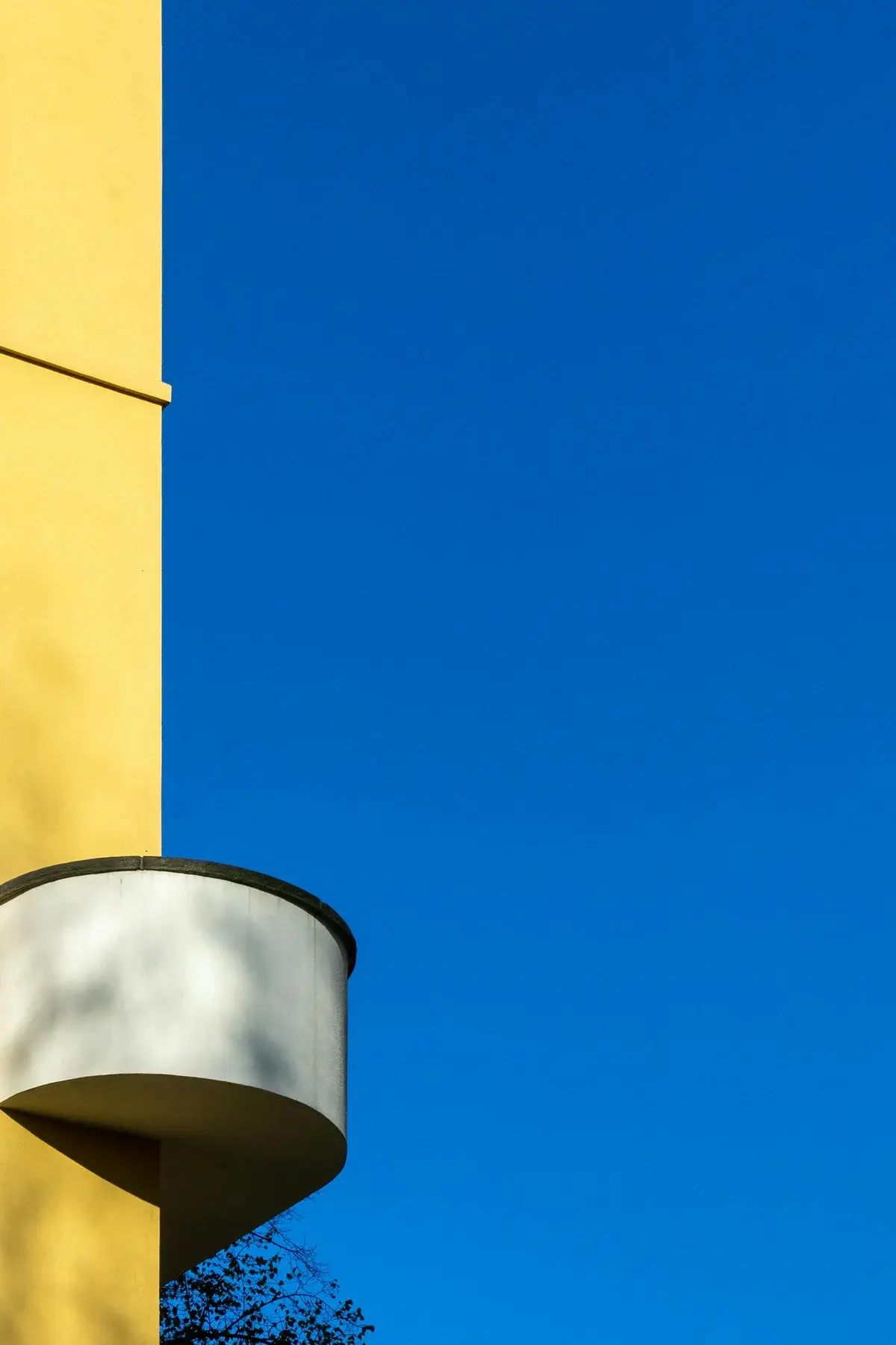 European Bauhaus architecture in blue and yellow